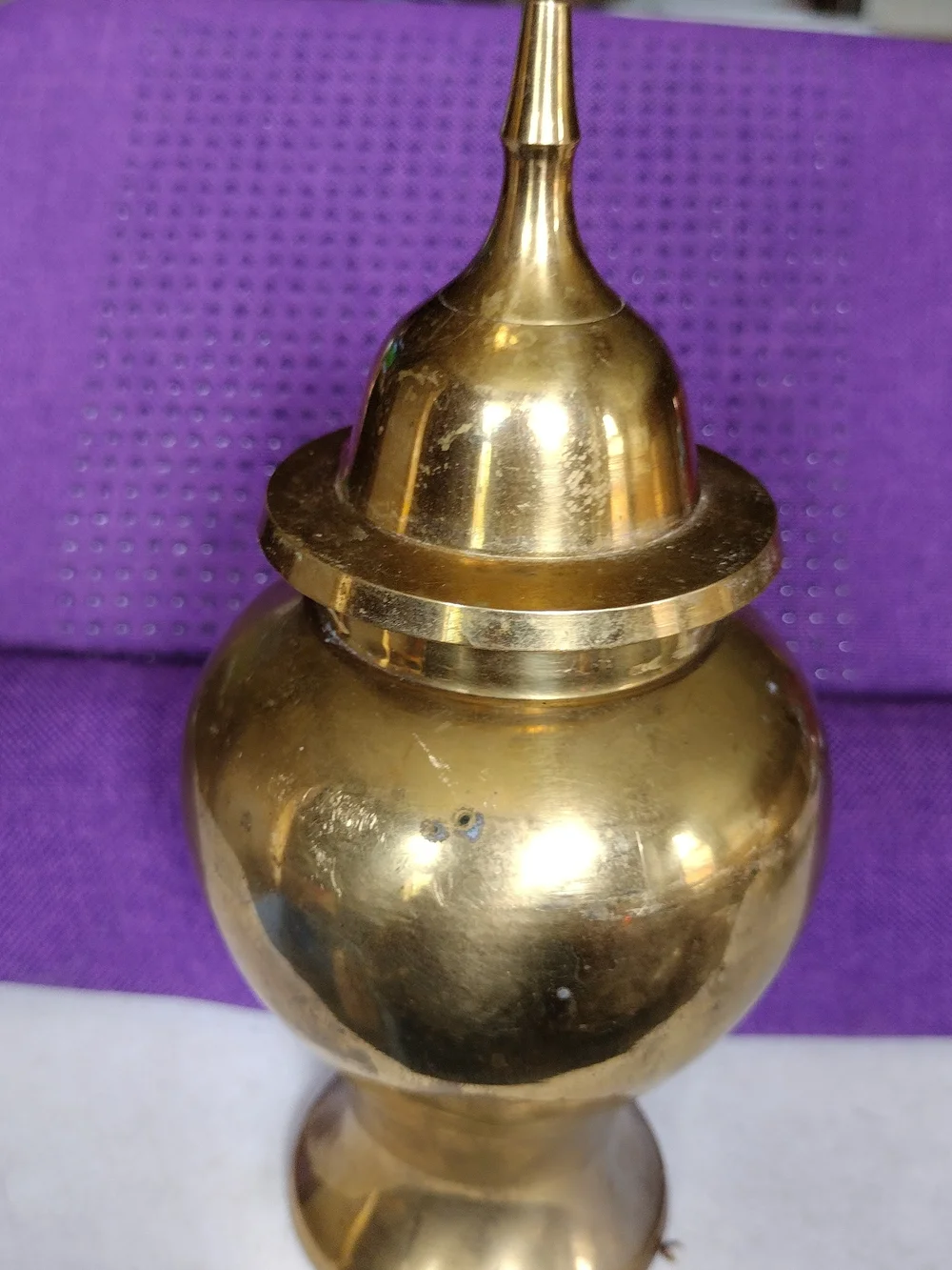 Brass Decorative Vase with Finial - Gold Finish